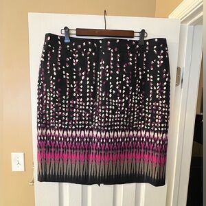 Ann Taylor cotton lined navy patterned skirt, size 16